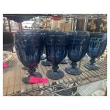 10 Blue Glass Goblets
