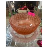 Pink Pressed Glass Bowls and Plates