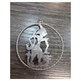 Sterling Silver Circular Brooch with Figure Design