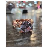 Sterling Silver Rose-Toned Ring Sz 6.5