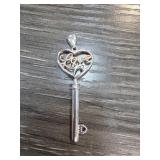Sterling Silver Heart Key Pendant