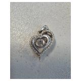 Sterling Silver Heart Pendant With Stone Accent