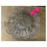 Glass Clear Serving Plate with Scalloped Design