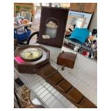 Wooden Wall Clock and Decor Pieces