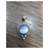 Sterling Silver Pendant With Blue Stone