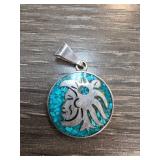 Sterling Silver Pendant with Turquoise Inlay