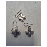 Sterling Silver Cross Earrings Set