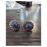 Sterling Silver Earrings With Blue Stones