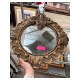 Round Ornate Wall Mirror With Decorative Frame