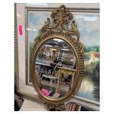 Ornate Gold-Tone Oval Wall Mirror