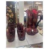 Antique Coudersport Amethyst Glass Pitcher Set