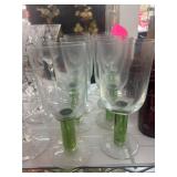 Glass Stemware with Green Bases