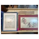 Framed Asian Artworks: Figure and Bird Motifs