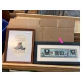 Framed Artwork Pair Including Needlework and Print