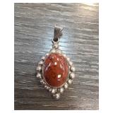 Sterling Silver Pendant with Red Stone