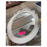 Ornate Oval Wall Mirror With White Frame