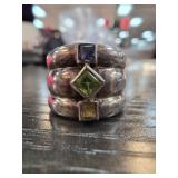 Sterling Silver Ring with Tanzanite, Peridot, and