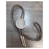 Sterling Silver Bolo Tie with Braided Leather Cord