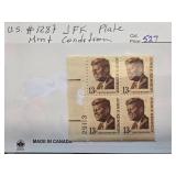 US #1287 JFK Plate Block Stamps
