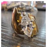 18k GERSC Gold Ring with Marquise Stone