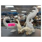 Porcelain Peacock and Bird Figurines Set