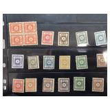 Vintage Postage Stamps with Various Denominations