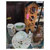 Ceramic Dishware and Wooden Holder