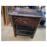 Hand-Painted Wooden Nightstand With Drawer
