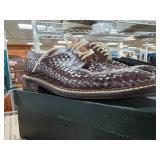 Menï¿½s Giorgio Woven Leather Shoes in Dark Brown