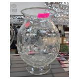 Clear Glass Vase With Etched Floral Design