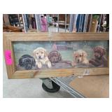 Framed Artwork of Puppies on Fence