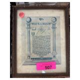 Framed Masonic-Themed Artwork