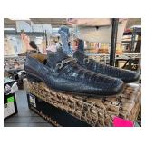 David Eden Navy Blue Crocodile Shoes