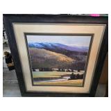 Framed Landscape Artwork Depicting Mountain Scene