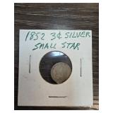 1852 3-Cent Silver Coin with Small Star