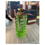 Green Glass Tabletop Lighter With Brass Top