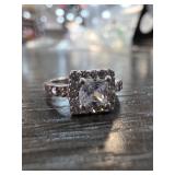 Sterling Silver Ring With Square-Cut Center Stone