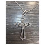 Sterling Silver Marcasite Cross Necklace