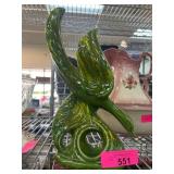 Green Ceramic Bird Sculpture