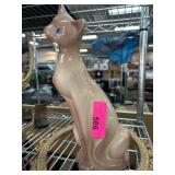 Glossy Ceramic MCM Siamese Cat Figure