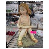 Large Garden Figurine of a Girl Sitting