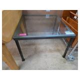 Glass-Top Square Metal Table