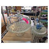Glass Cake Stand and Assorted Dish Set
