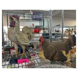 Chinese Stoneware Rooster and Hen Figurines