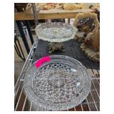 Glass Serving Tray and Compote on Ornate Base