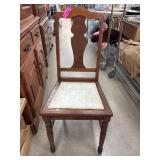 Wooden Side Chair with Decorative Backrest