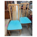 Wooden Dining Chairs With Polka Dot Seats