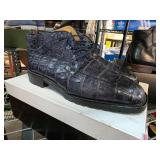 Studio Belvedere Crocodile-Patterned Navy Boots