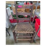 Wooden Ladder-Back Chair With Woven Seat