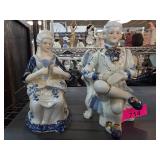 Blue and White Ceramic Figurine Pair